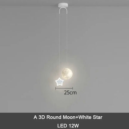 DecorBites™ Kids Star Cloud Moon Pendant Lamp with Remote Control Dimming