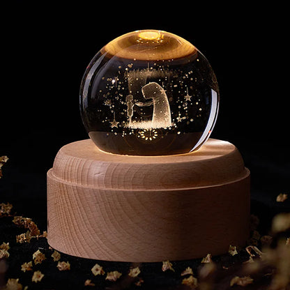 DecorBites™ Crystal Ball Music Box: Rotating Light Projection, Birthday & Valentine's Day Gift