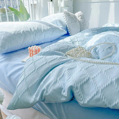 DecorBites™ Diamond Jacquard Duvet Cover, Skin-Friendly & Breathable for All Seasons