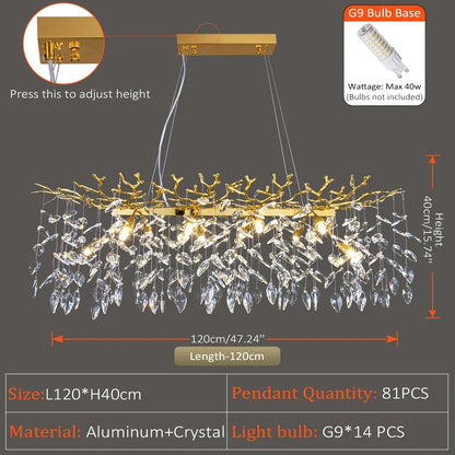 DecorBites™ Crystal Suspension Pendant Light: Elegant Chandelier for Dining Room, Living Room, Kitchen