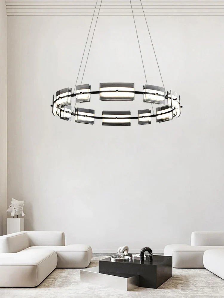 DecorBites™ Glass Restaurant Chandelier, High-End All Copper Lighting Fixture