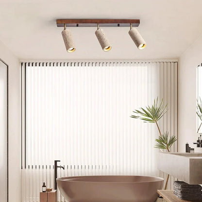 DecorBites™ 3-Head LED Ceiling Spotlight for Living Room, Clothing Store - Stone Wood Spot Light