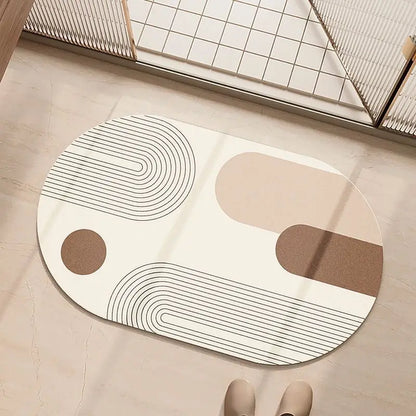 DecorBites™ Geometric Diatom Ooze Bathroom Rug Super Absorption Non-slip Quick Dry Bath Mat