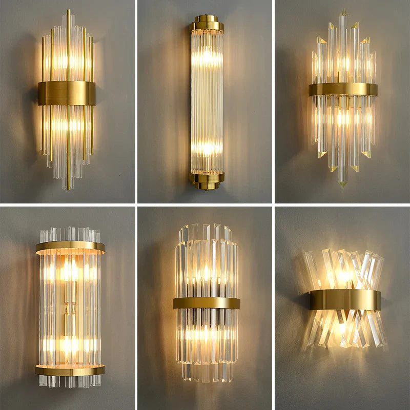DecorBites™ Crystal LED Wall Lamps: Elegant Gold Wall Sconce Lights for Luxury Home Decor