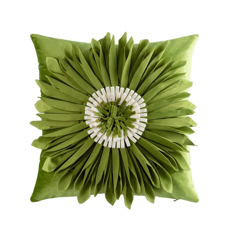 Green Floral Square Pillowcase