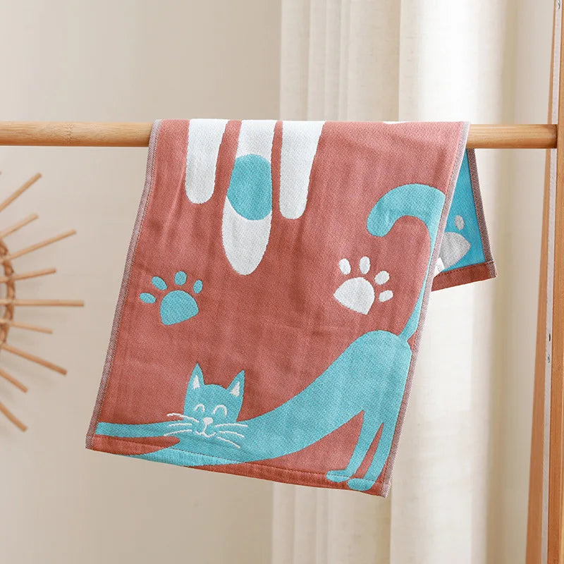 Cat Print Face Towels