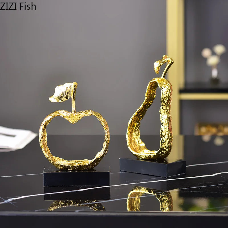 DecorBites™ Fruit Shaped Metal Crafts Apple/pear Hollow Out Sculpture Modern Home Decor