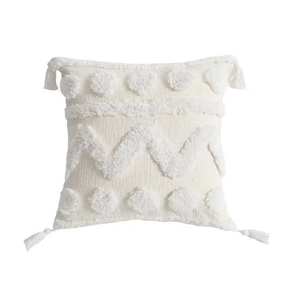 DecorBites™ Geometric Tufted Tassel Cushion Cover Cotton Canvas Fall Pillow Cover