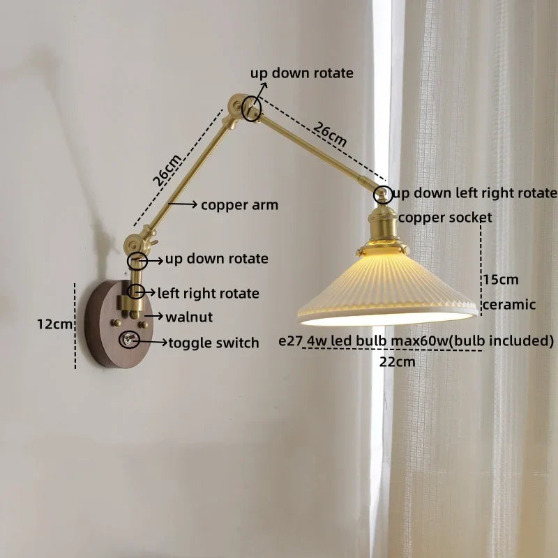 DecorBites™ LED Wall Light Walnut Copper Modern Style Hallway Bedroom Living Room