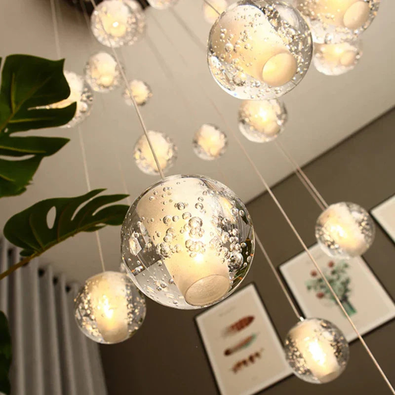 DecorBites™ Crystal Ceiling Chandelier for Staircase & Hallway, Elegant Long Cable Pendant Light