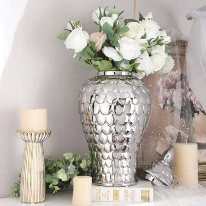DecorBites™ Geometric Golden Porcelain Jar - Home Decor Vase & Storage Tank