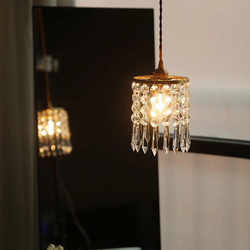 DecorBites™ Crystal Brass LED Pendant Light: Modern Nordic Style, Adjustable Wire, E14 Fixture