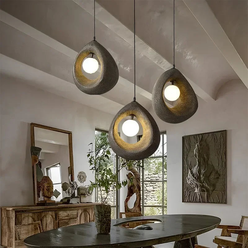 Chrome Nordic Pendant Light Gray Shade Dining