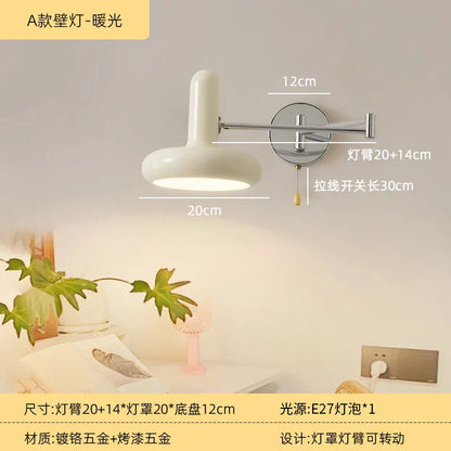 DecorBites™ Cream Wind Wall Lamp LED E27 Swing Arm Telescopic Staircase Bedside Reading