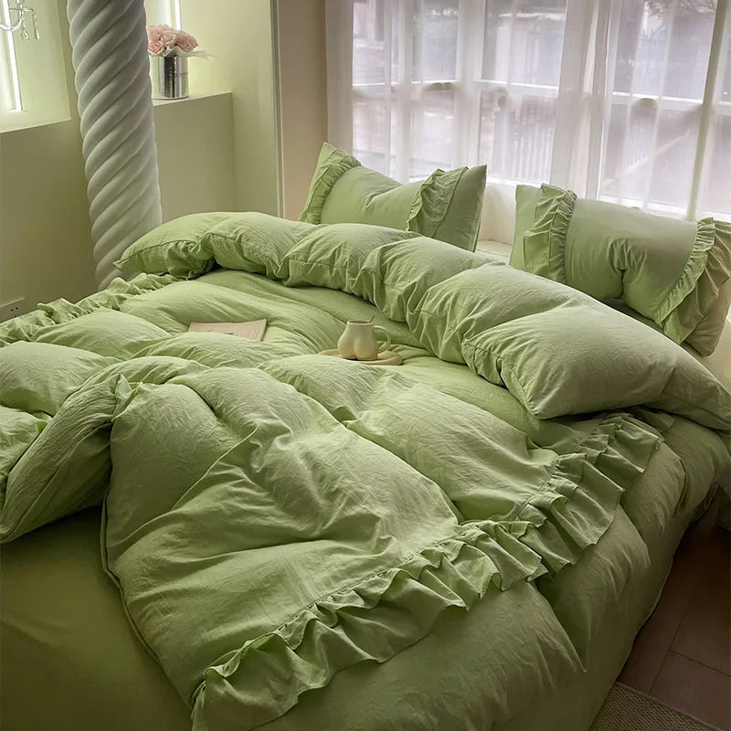 Microfiber Ruffles Bedding Set