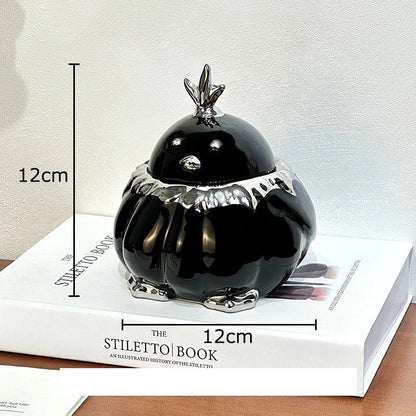 DecorBites™ Garlic Duck Ceramic Ashtray with Lid - Unique Desk Decoration and Smoking Accessory