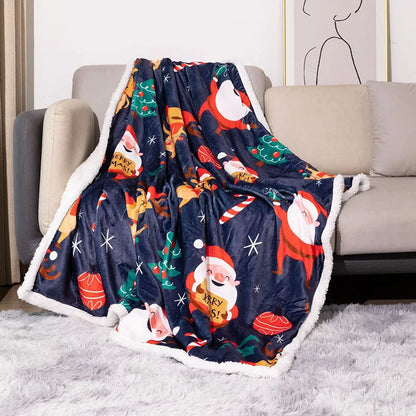 DecorBites™ Cozy Flannel Blanket for Christmas Sofa Cover in Digital Lamb Wool Nap Blanket