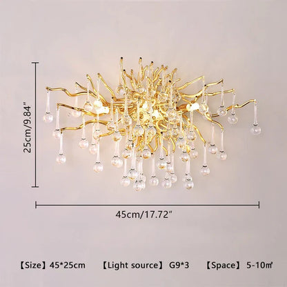 DecorBites™ Crystal Tree Branch Chandelier: Luxury LED Pendant Light for Elegant Living Spaces