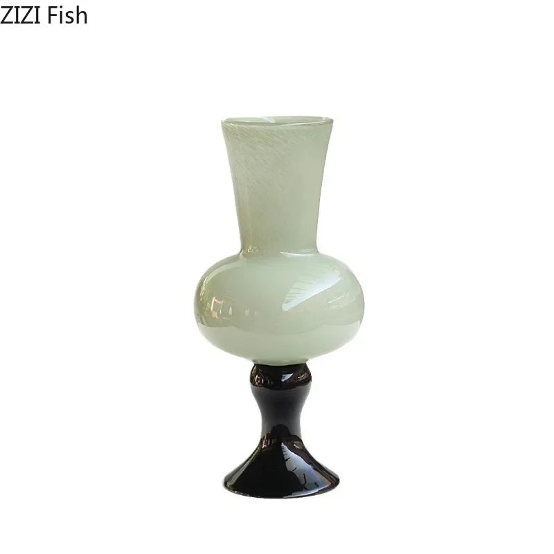 DecorBites™ Goblet Glass Vase for Desk Decoration with Artificial Flowers