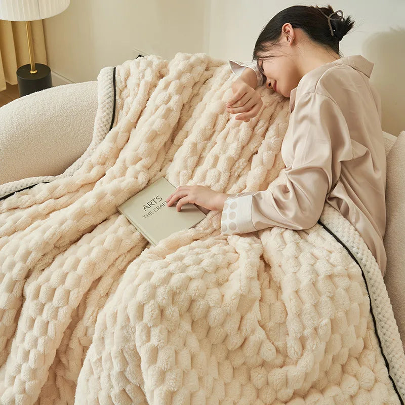 DecorBites™ Coral Fleece Warm Blanket: Cozy Thicken Winter Bed Blanket