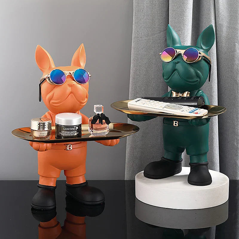 DecorBites™ French Bulldog Sculpture: Abstract Figurine & Key Holder Ornament