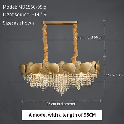 DecorBites™ Elegant Crystal Chandelier for Villa Hotel Project Bedroom Restaurant Living Room