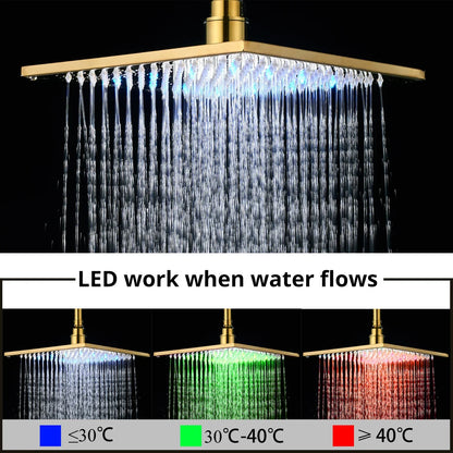 DecorBites™ Gold Digital Shower Set with 3-Functions LED Rainfall Head