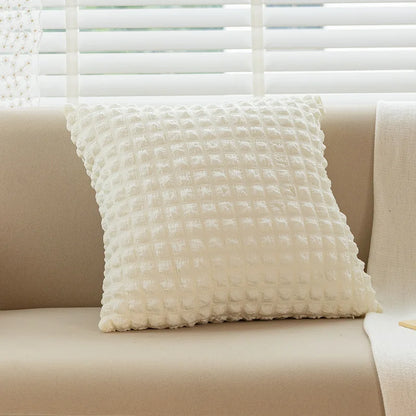 DecorBites™ Cream Style Elastic Puff Plaid Cushion Cover 45*45CM Home Decor