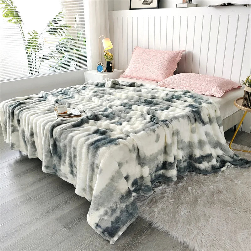 DecorBites™ Cozy Gradient Bubble Fleece Throw Blanket, Plush All-Season Nap Blanket