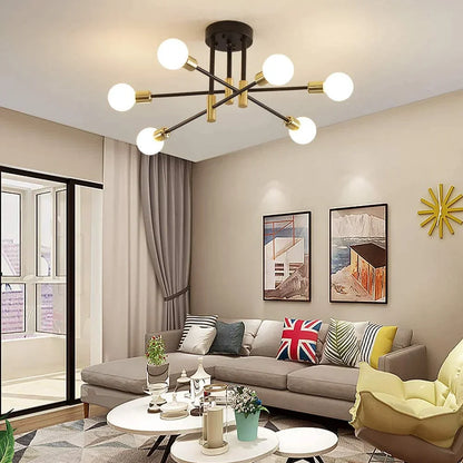 DecorBites™ Industrial Sputnik Chandelier Semi Flush Ceiling Light for Kitchen Dining Bedroom