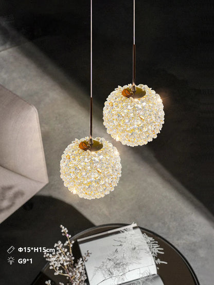 DecorBites™ Crystal Ball Pendant Light: Warm & Romantic Bedhead Luxury Lighting
