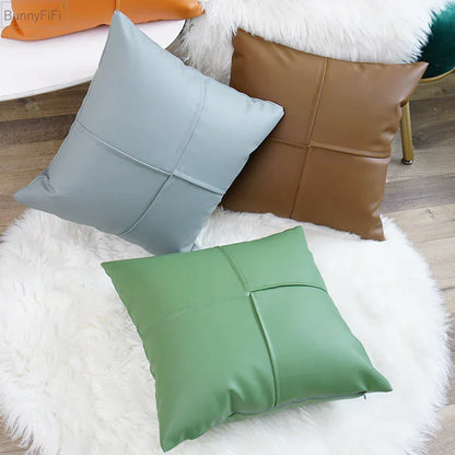 DecorBites™ Ivory Leather Pillow Cover 45x45cm for Home Decoration