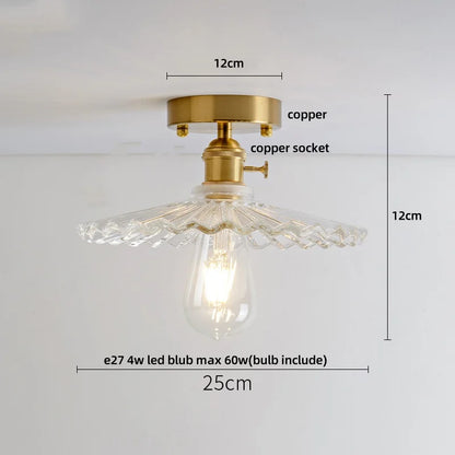 DecorBites™ Amber Ice Crack Glass Wood Ceiling Light - Nordic Modern LED Fixture
