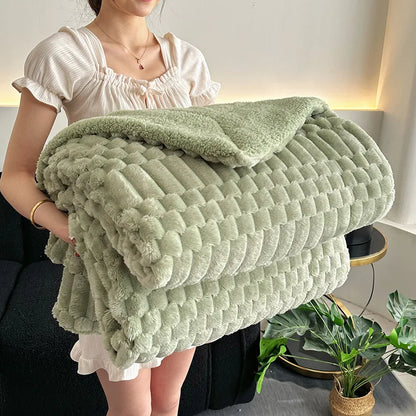 DecorBites™ Double-Layer Lamb Plush Throw Blanket for Home and Travel