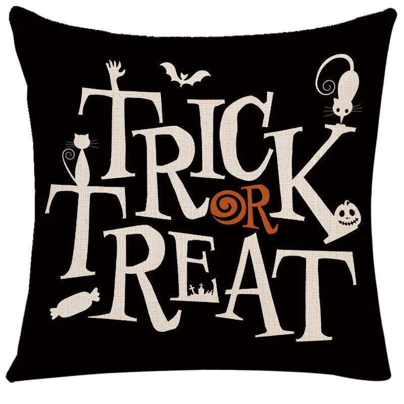 Linen Trick Treat Cushion Cover