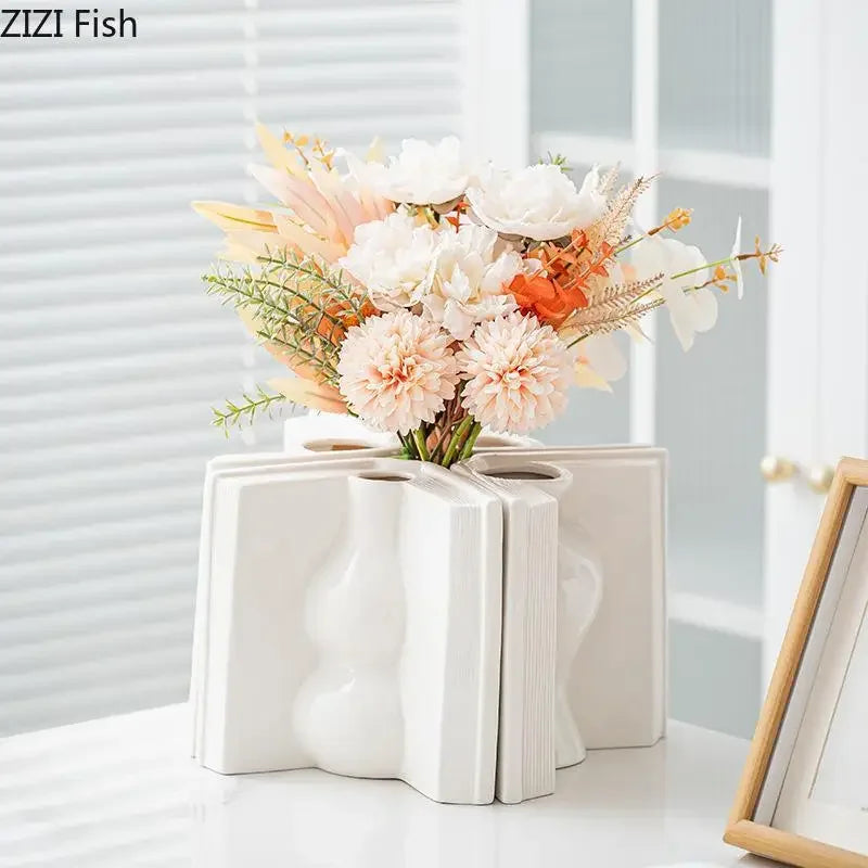 DecorBites™ Creative Flowers Desk Decoration Vase | Artificial Floral Decor for Aesthetic Rooms
