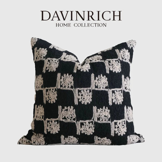DecorBites™ French Sunflowers Embroidery Decorative Cushion Cover Vintage Chic Home Deco