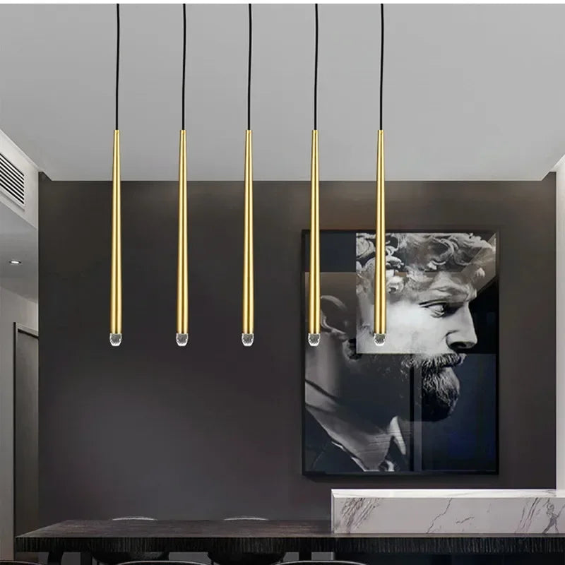 Gold LED Pendant Chandelier 18-Light Staircase