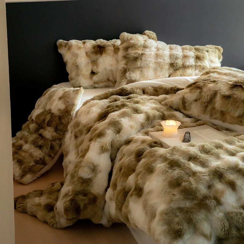 Faux Fur Velvet Patchwork Bedding