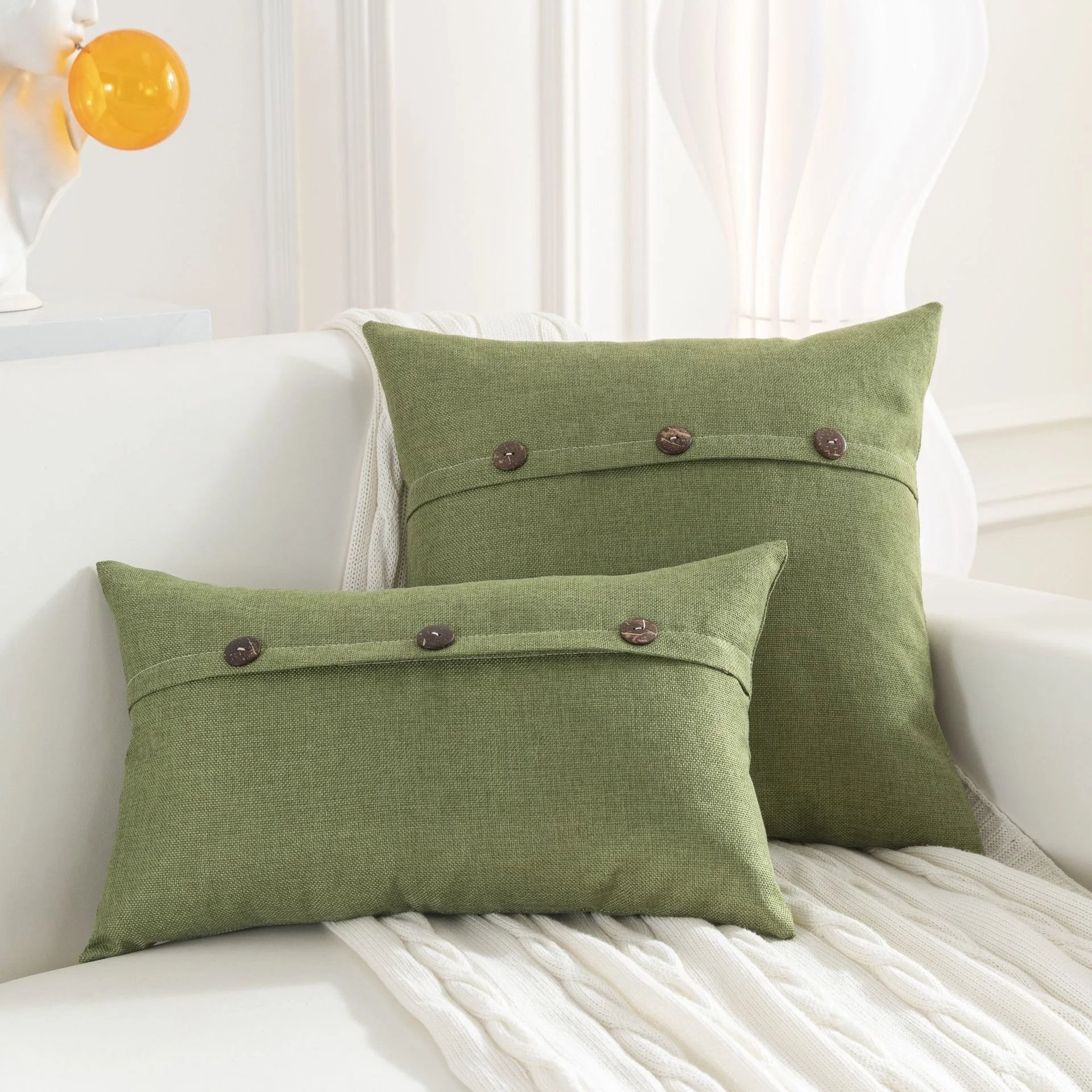 Linen Button Cushion Cover