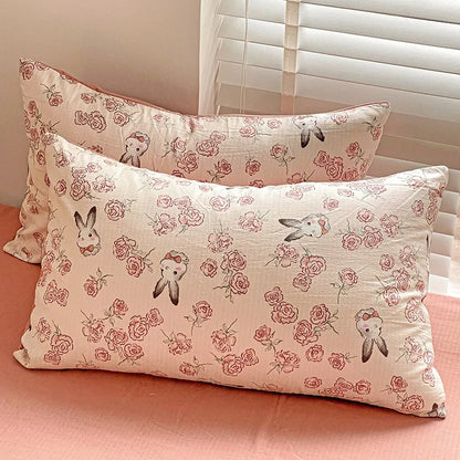 DecorBites™ Cotton Flower Printed Comforter Set: Breathable Double-Layer Yarn, Soft Bedding for Girls