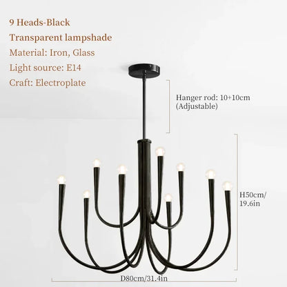 DecorBites™ French Style Black Pendant Light Luxury Led Chandelier Room Decor