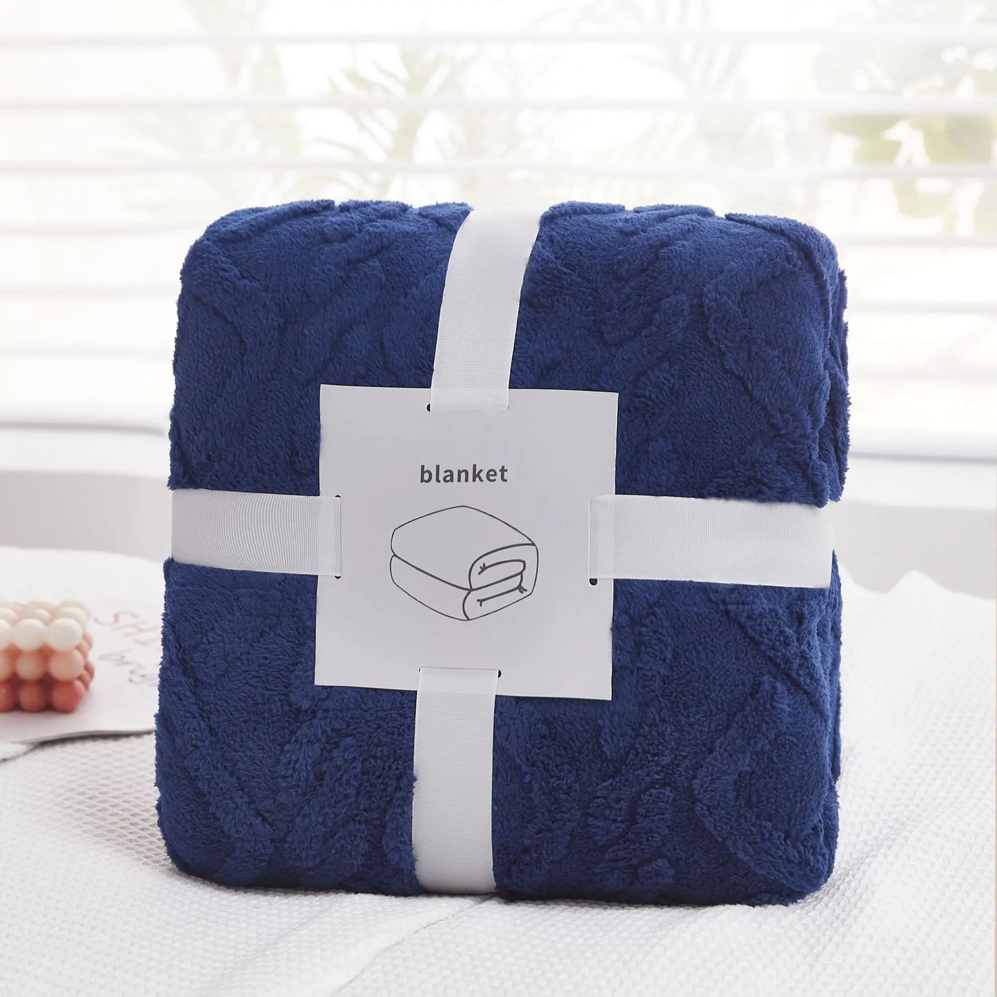 DecorBites™ Cozy Jacquard Plush Blanket: Soft Winter Sofa Throw, Office Travel Nap Shawl
