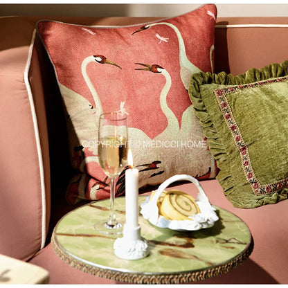 DecorBites™ Dancing Crane Decorative Cushion Cover: High Grade French Retro Pillow Case 45x45cm