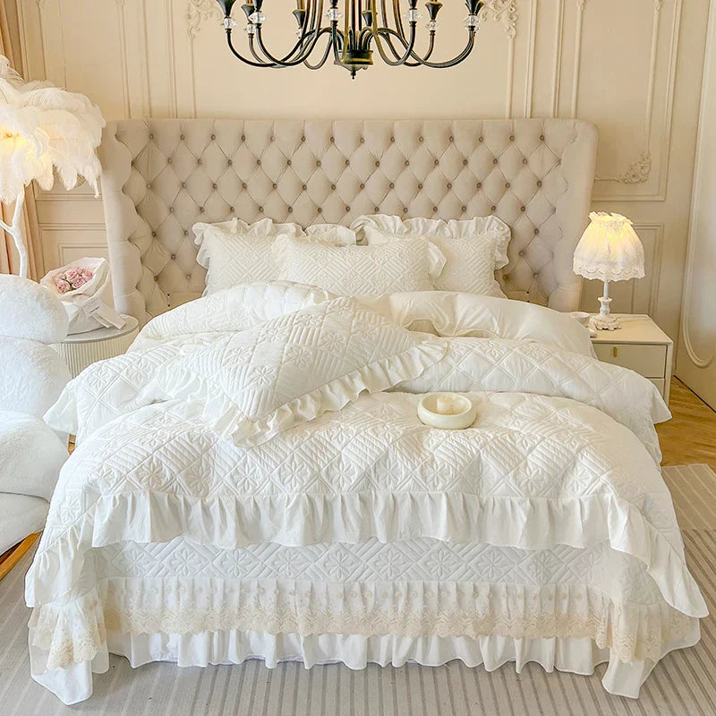 Quilted Lace Ruffle Bedding