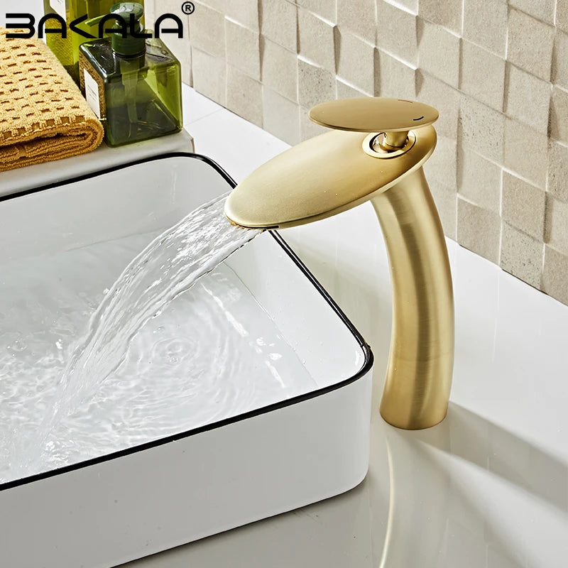 Waterfall Basin Faucet Black Bathroom