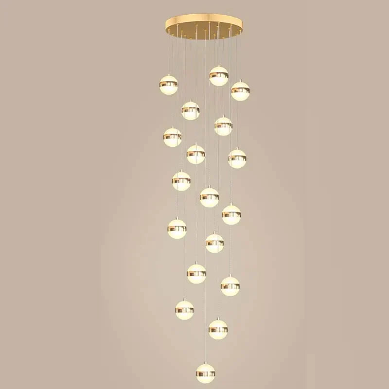 DecorBites™ Gold Acrylic Chandelier - Modern Staircase LED Lighting
