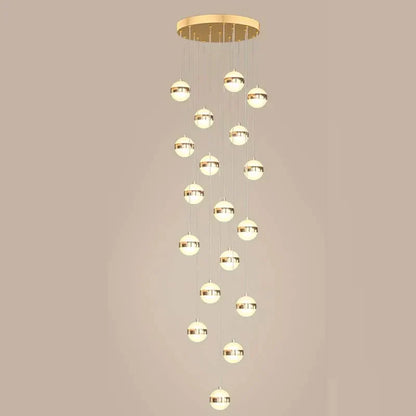 DecorBites™ Gold Acrylic Chandelier - Modern Staircase LED Lighting