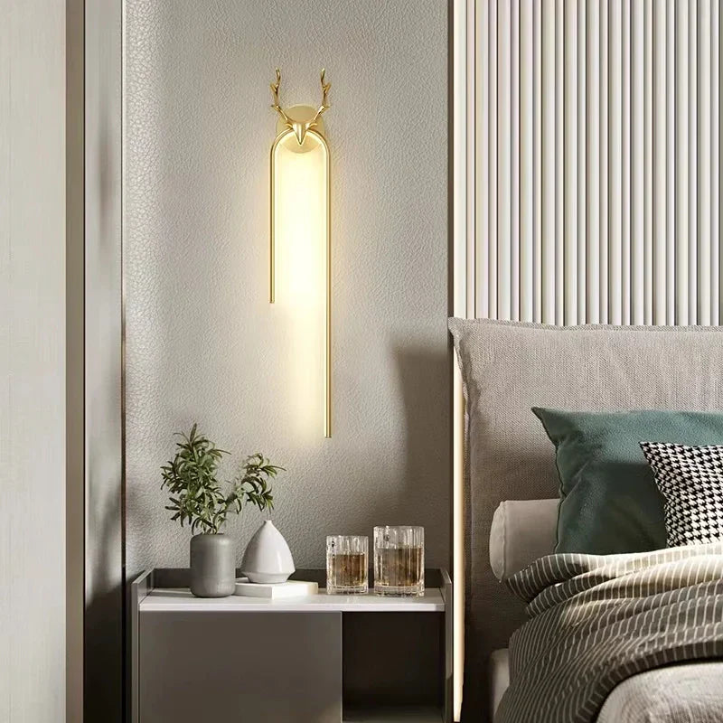 DecorBites™ Deer Head Wall Lamp Gold Art Decor Living Room Bedside Light