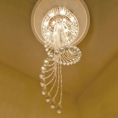 DecorBites™ Double Spiral Staircase Crystal Ceiling Chandelier for Modern Loft Decor